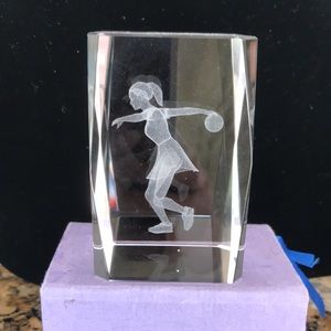 Crystal Glass Prism Tower - 3D Laser Etched - Female Bowler